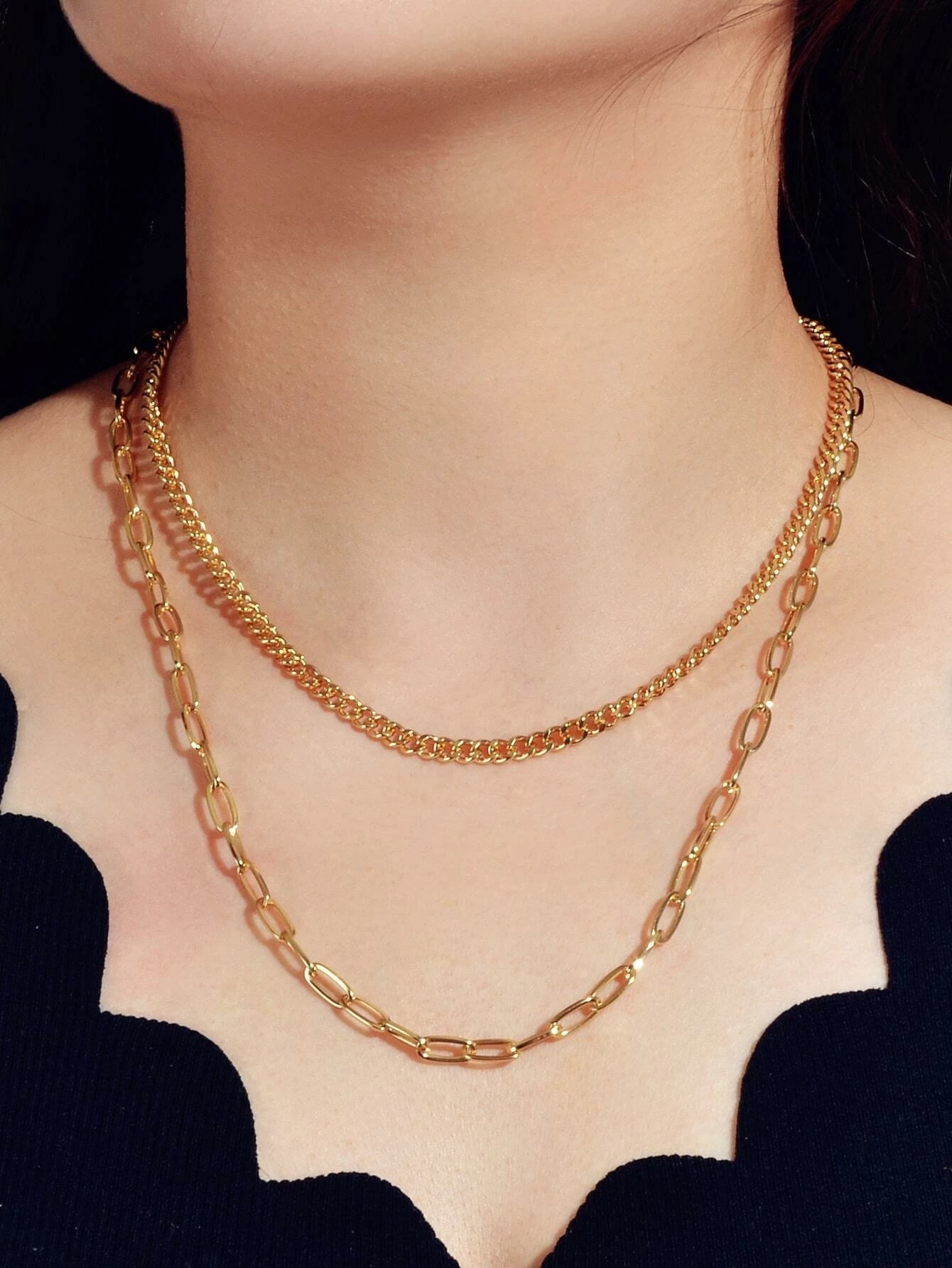 AU Stock 2pcs Chunky Link Chain Statement Layered Necklace Punk Rock Accessories