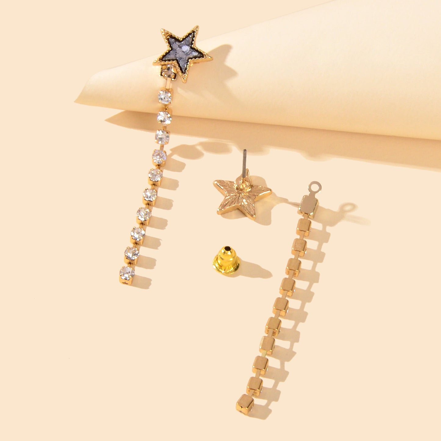 Designer Jewellery Rhinstone Long Chain Sequins Heart Star Earrings Ear Jacket